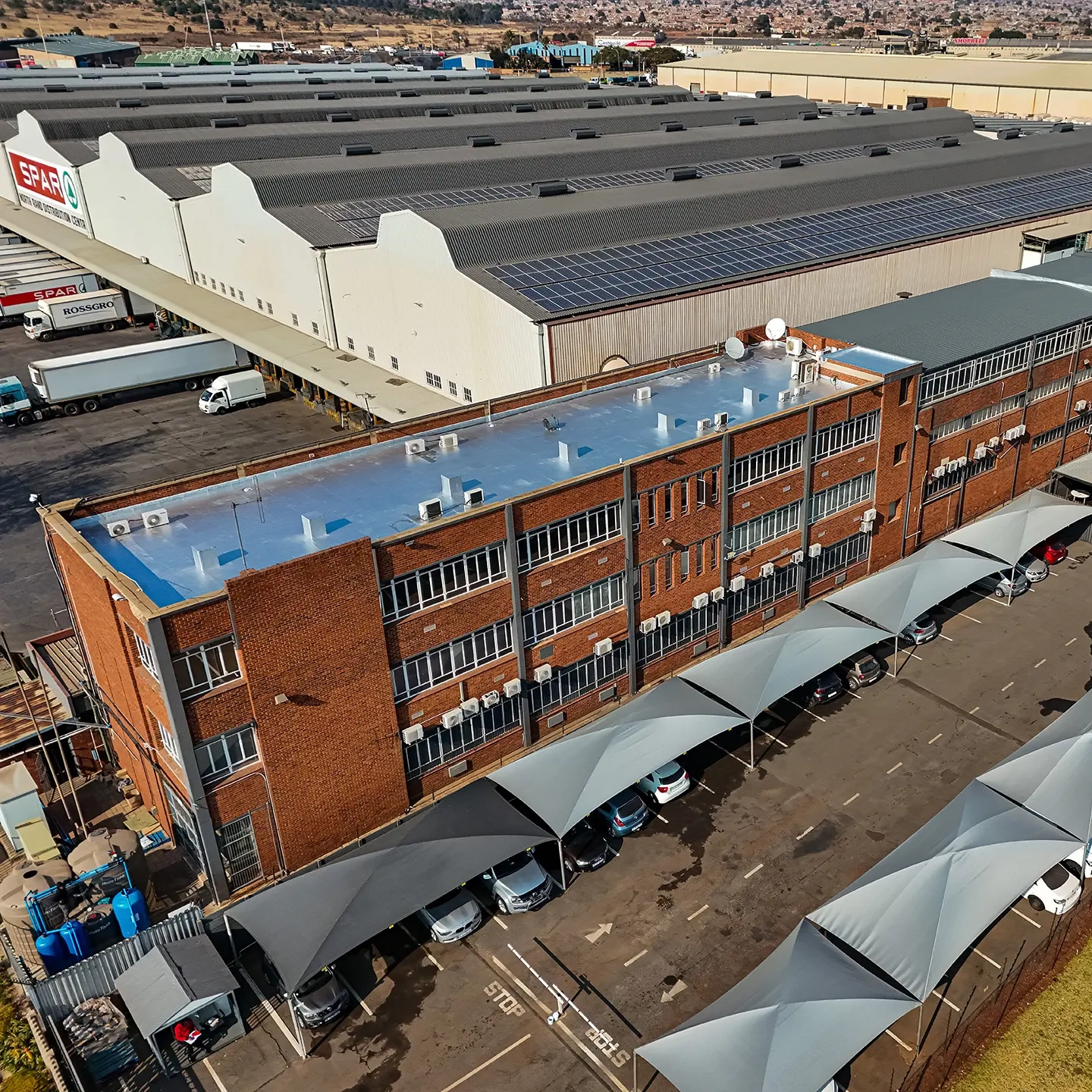 Commercial roofing installation on building in Johannesburg